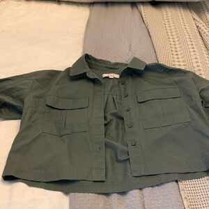 LOFT Green Cropped Jacket